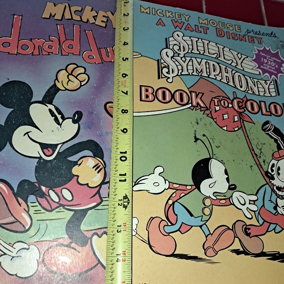 Lot (2) Vtg Mickey Mouse Walt Disney Silly Symphony/Donald Books To Color 1930's - Picture 2 of 16